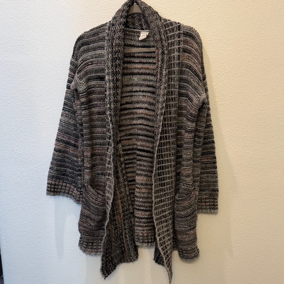 Anthropologie Sweaters - Anthropologie Gray and Brown Knit Cardigan Alpaca and wool blend